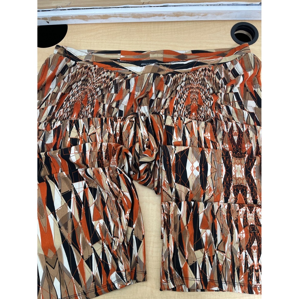 Ashley Stewart Geometric Abstract Print Tiered Wide Leg Palazzo Pants Plus 18/20